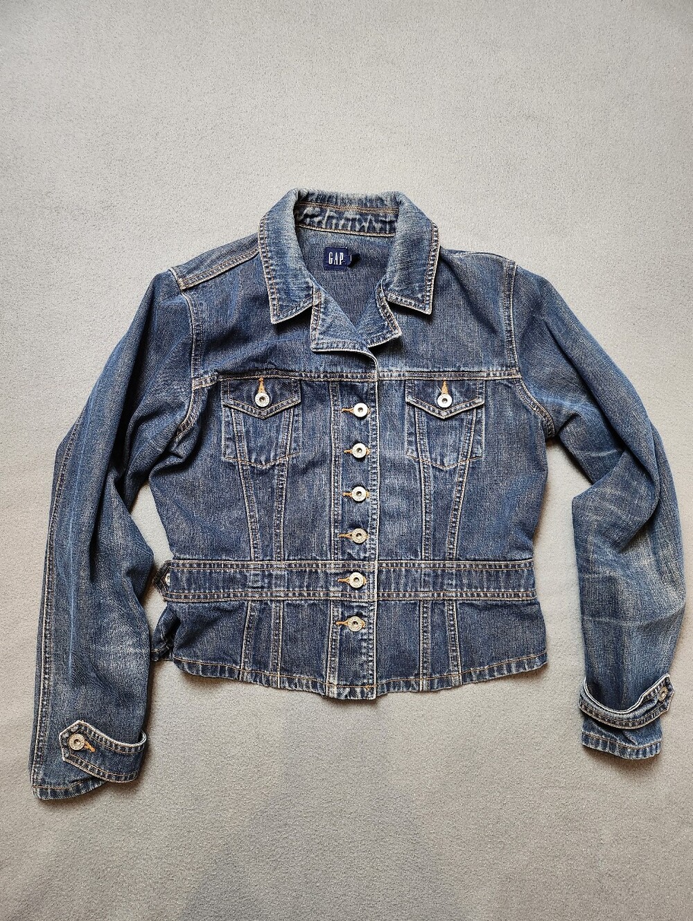 Vintage Gap Cropped Denim Jean Jacket Women's M Y2K Blue